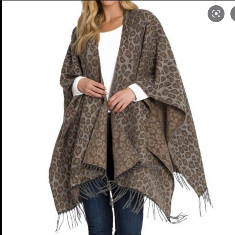 Woolrich Blanket Wrap Shawl Leopard Print